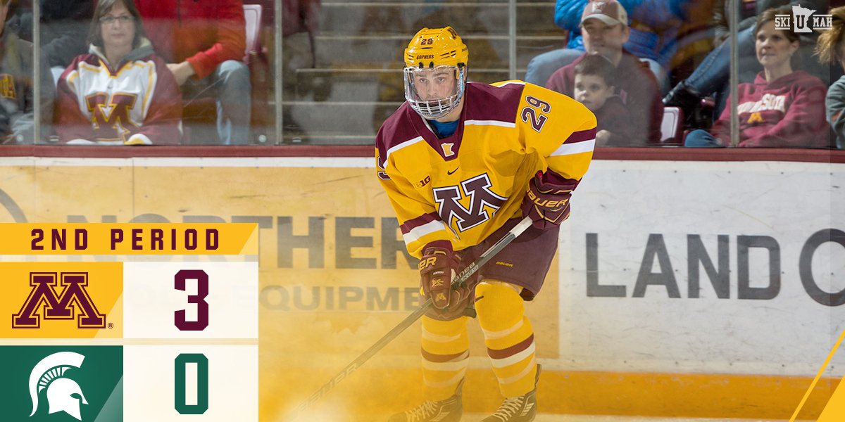 After two periods of play, the #Gophers are out in front 3-0 thanks to Tyler Nanne's first career goal.