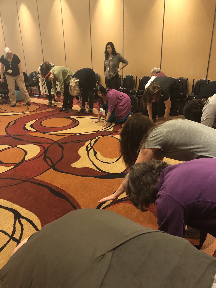 centralskagit's tweet photo. Yoga Storytime Seminar. Youth Librarians learning new ways to incorporate multi-sensory techniques #wla17 #wla2017 https://t.co/Re5kESetXn