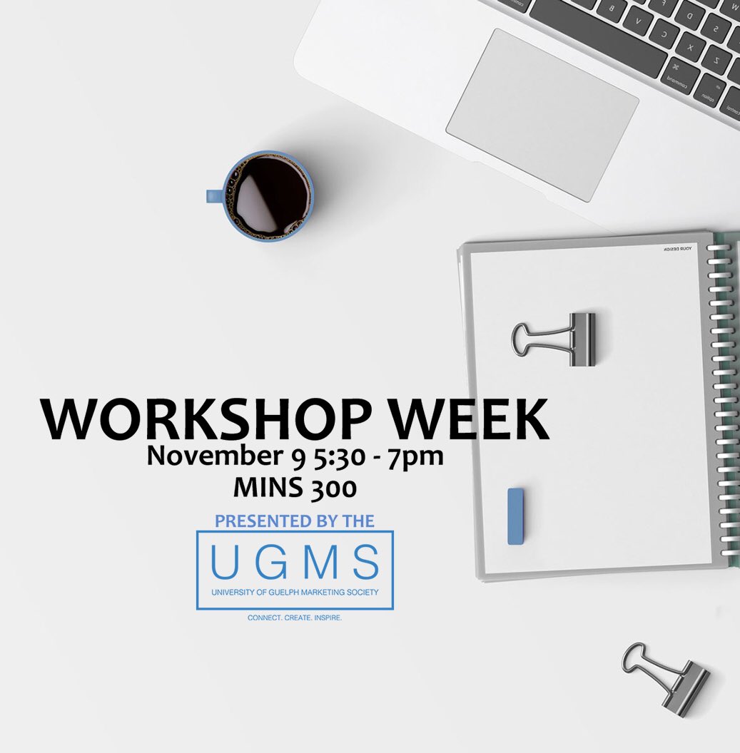 UofGMarketing's tweet photo. Our 3rd workshop is happening THIS THURSDAY, November 9 from 5:30-7:00 in MINS 300.  REGISTER TODAY below! 🤳🏽👏🏼⏳https://t.co/9O5UVPYWO2 https://t.co/6erYwUTrWS