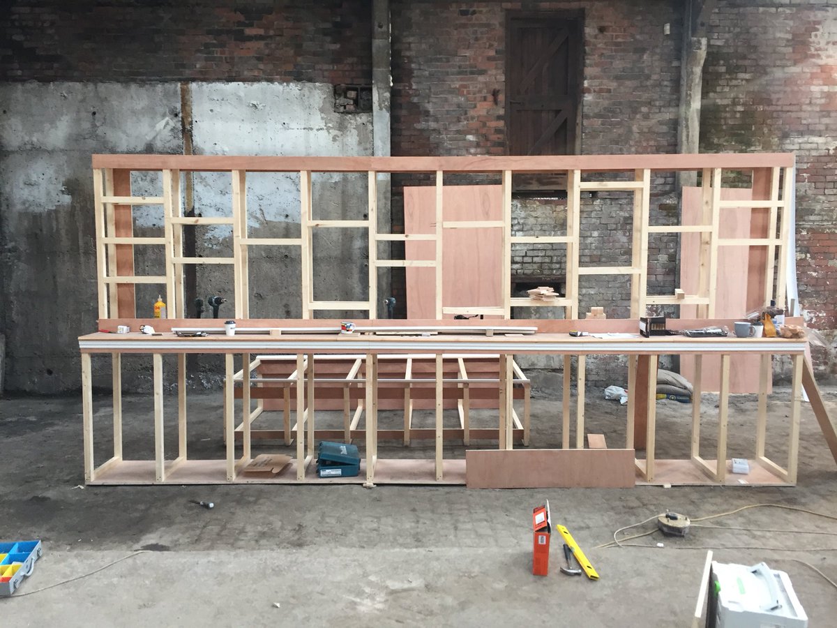 Working on stage and it’s looking amazing (even if we do say so ourselves!). Making do whilst the set is being built! #Unspoken