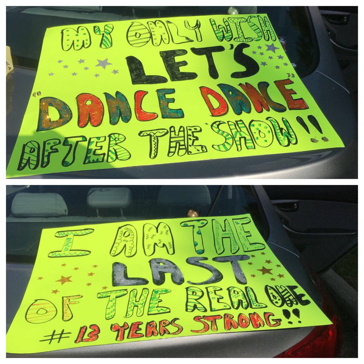 GeneaLouWho's tweet photo. In a world full of the word βNoβ say YES! @petewentz @PatrickStump they took my sign BUT my only wish is to meet you!β₯οΈβ₯οΈπ€·πΌββοΈ https://t.co/KxG5SYwPi0