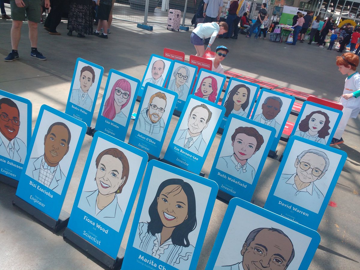 Love this! Giant Guess Who featuring heroes in STEM! <a href="/MakerFaireADL/">Adelaide Maker Faire</a> #mfadl #MakerSpace #STEM #guesswho #tonsley