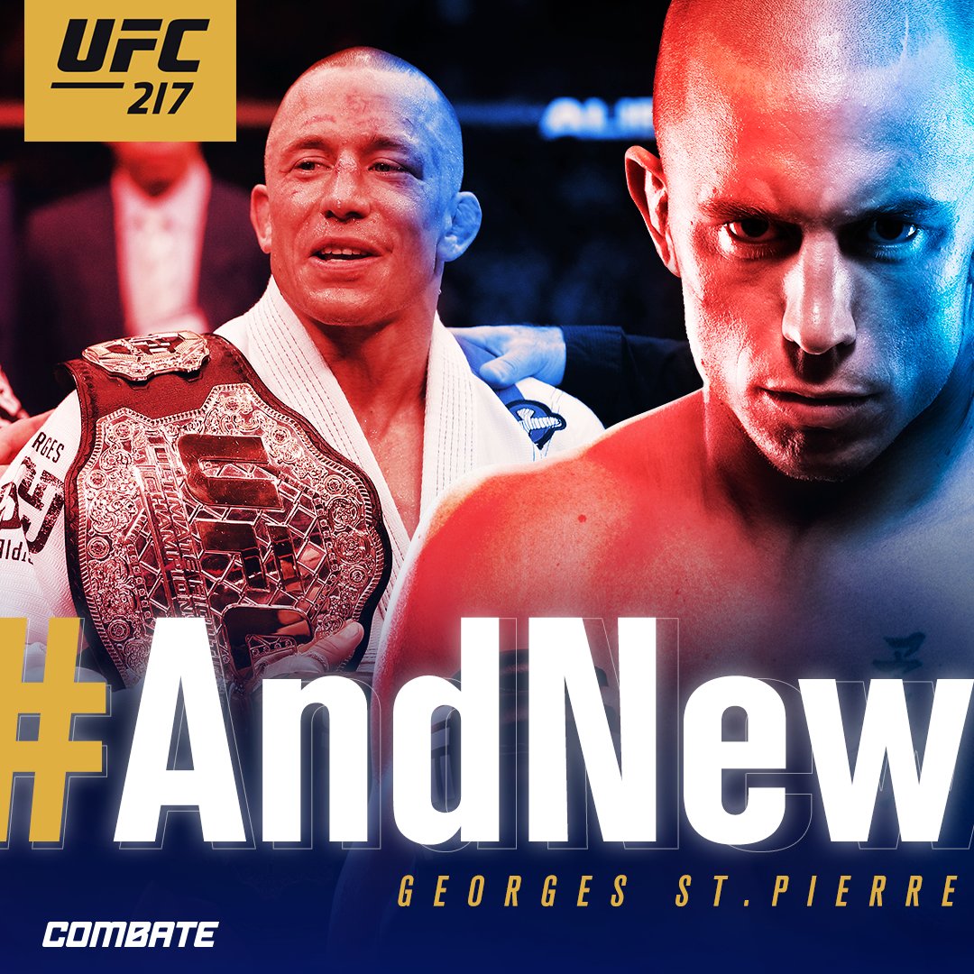 Após quatro anos, <a href="/GeorgesStPierre/">Georges St-Pierre</a> volta ao UFC, finaliza <a href="/bisping/">michael</a> com um mata-leão e se torna o novo campeão dos médios! #UFC217NoCombate