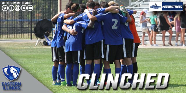 TheSummitLeague's tweet photo. An overtime road victory secures a spot for @EIU_Panthers in the upcoming #SummitMSOC ⚽️Tournament. https://t.co/7OB7x8SVDq