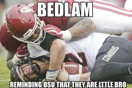 BOOMER SOONER GREAT GAME BUT WE ARE STILL BIG BROTHER!! There’s only 1!!! #Bedlam