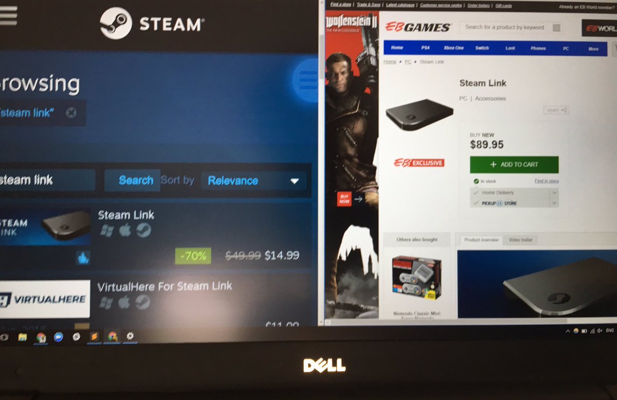 <a href="/EBGamesAus/">EB Games Australia</a> hey how come steam is still advertising the Steam Link for US$14.95 on sale when linked to your website it's $89.95?