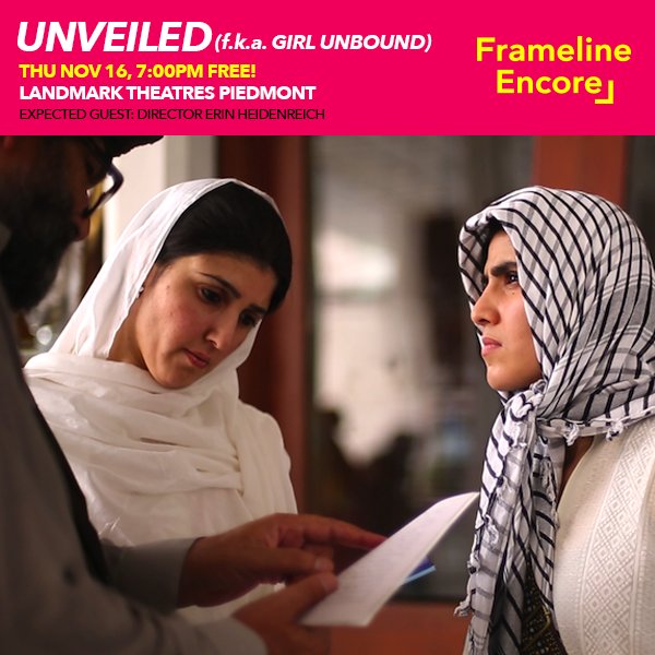 WFILMins's tweet photo. FREE @Framelinefest Encore screening + Q&A of UNVEILED, Thursday, 11/16, at the Landmark Piedmont at 7PM! https://t.co/LFR2HhPG1K #FLEncore https://t.co/SnLmc8gQ5t