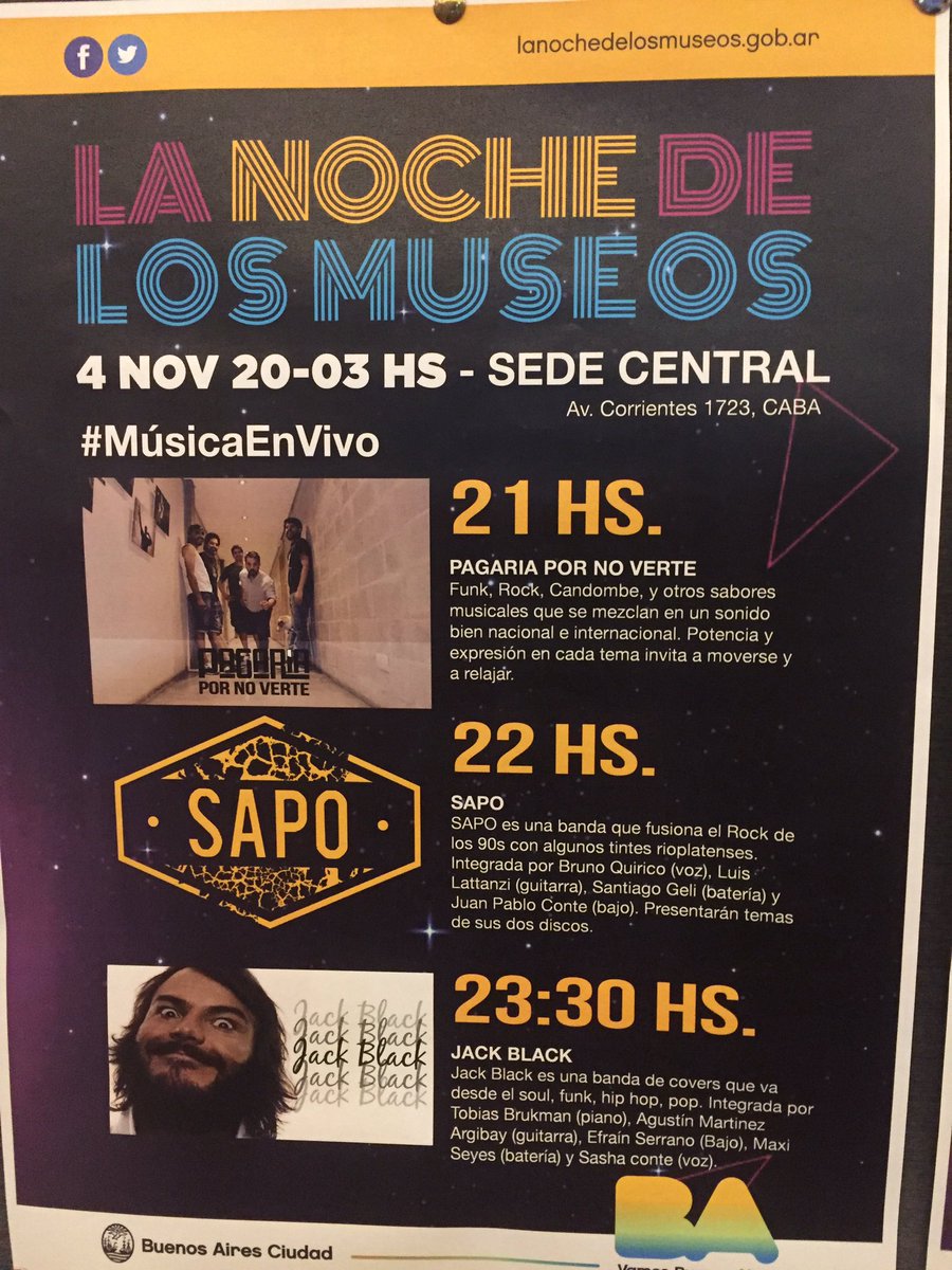 #LaNocheDeLosMuseos en <a href="/UMSA_Oficial/">UMSA</a> 
Ya se vienen los grupos "Pagaría por no verte" y el "Sapo". No se lo pierdan!