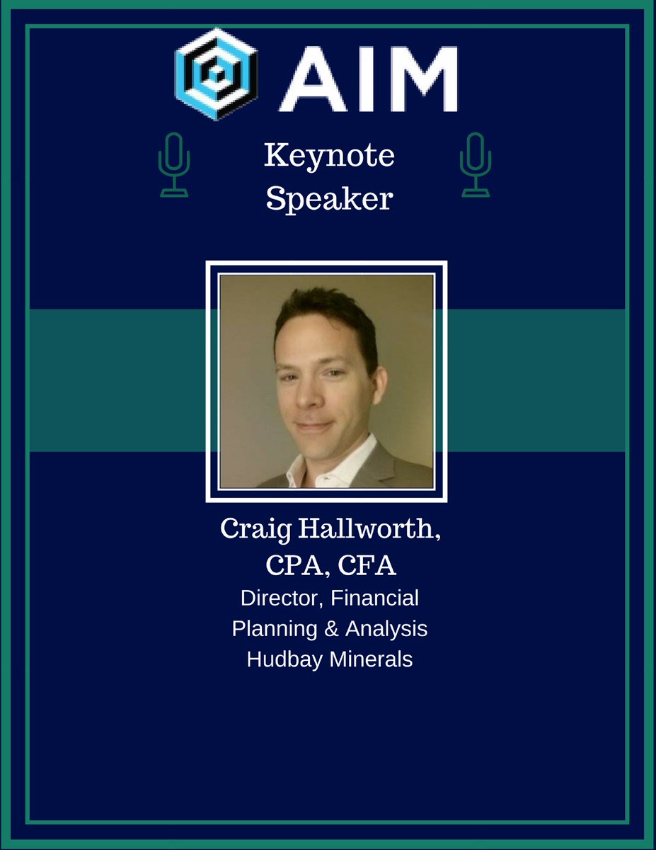 Presenting Craig Hallworth, Director, Financial Planning &amp; Analysis at Hudbay Minerals <a href="/YorkAIMCon/">AIM Conference</a> ! Apply at goo.gl/cGxEnp!