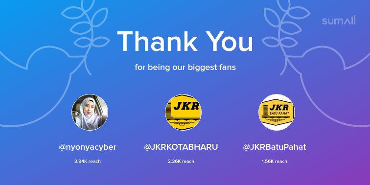 SahnonM's tweet photo. Our biggest fans this week: @nyonyacyber, @JKRKOTABHARU, @JKRBatuPahat. Thank you! via https://t.co/D3l7IAVksd https://t.co/NYBLhxHRgt
