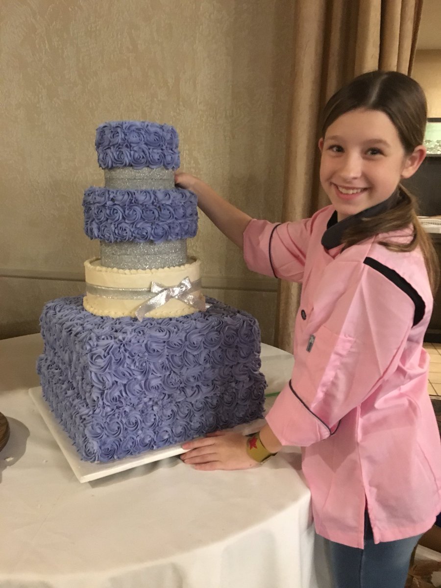 KamrynChasnis's tweet photo. Wedding cake for the bridal show tomorrow - my biggest cake so far. #purpleweddingcake #cakedive #weddingcake #goalmet https://t.co/pggX05qt5K