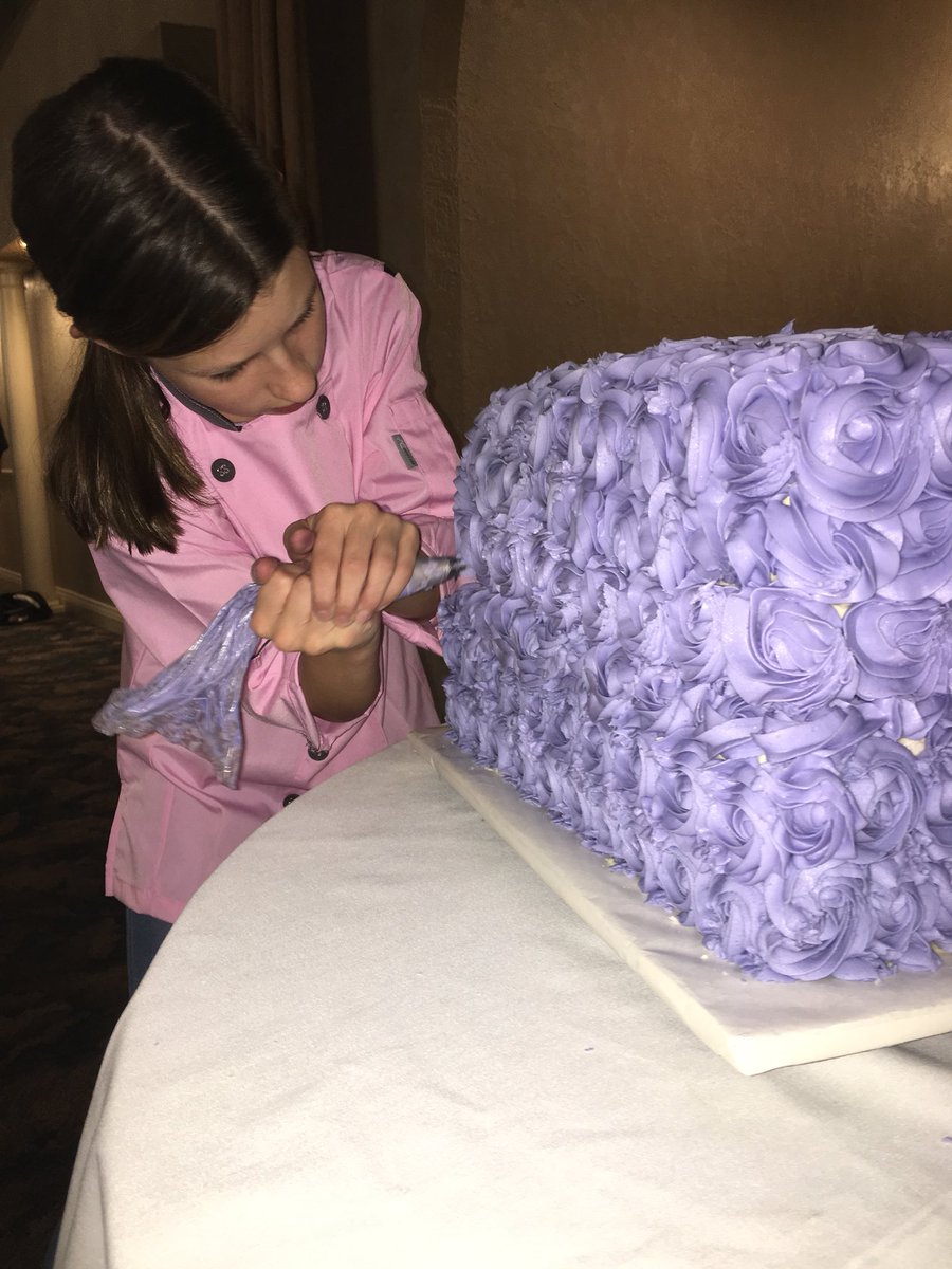 KamrynChasnis's tweet photo. Wedding cake for the bridal show tomorrow - my biggest cake so far. #purpleweddingcake #cakedive #weddingcake #goalmet https://t.co/pggX05qt5K