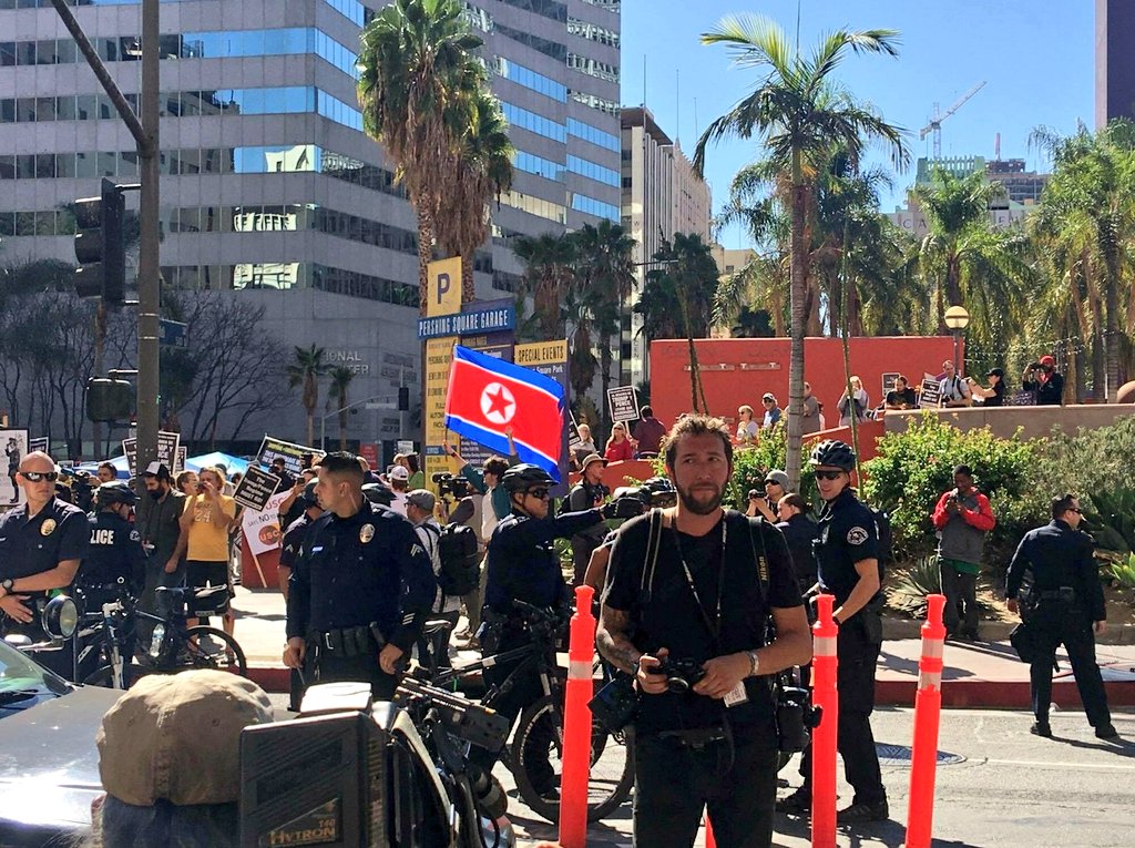 Mike Coudrey On Twitter Another Pic Of North Korean Flag Waving Antifa Member In Dtla Today These Communists Are Taitors To This Country