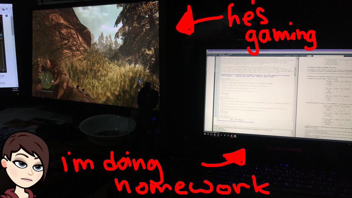 laerissad's tweet photo. When spending time together just makes me jealous of not having time to game #StudentStuggles https://t.co/89Clts4MDL