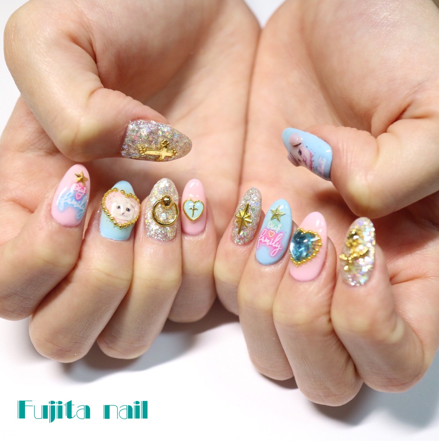 藤田ねいる ゆめかわネイル パステルピンク Amp ブルーの組み合わせ最高かよ ネイル ネイルデザイン ネコネイル 猫ネイル アニマルネイル ゆめかわネイル ゆめかわいい ゆめかわいいネイル 中二病ネイル 新宿御苑前 新宿三丁目 新宿