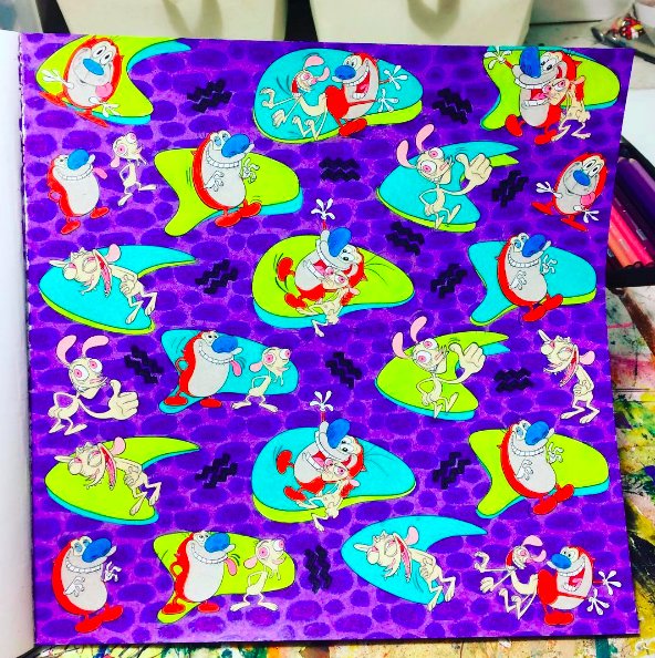 AbbysRadArt's tweet photo. This Ren and Stimpy coloring took me 4 days to color. #renandstimpy @NickSplat #thesplatcoloringbook #coloringthe90s #90snick #nicktoons https://t.co/bICIzyCPLV