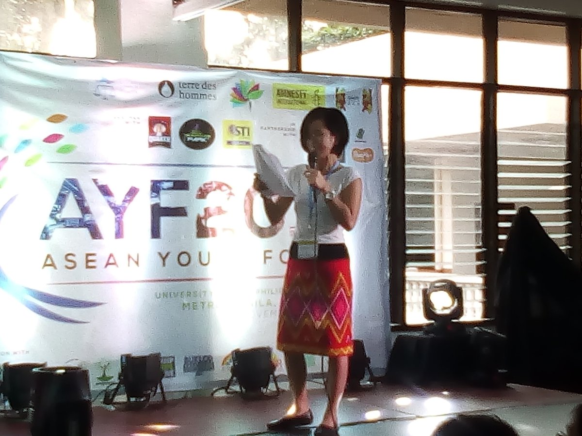 ayfphilippines's tweet photo. Ms. Sigrid Sibug opened the preliminary session for AYF 2017.
#AYF2017 #FreeAndOpenASEAN https://t.co/WFG3Z0UngD