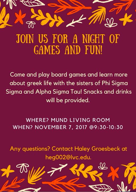 lvcpanhellenic's tweet photo. Panhellenic Social this Tuesday!! Come through for a night of fun and games with our beautiful Greek Sisters!! https://t.co/B7A1Q3KIK4