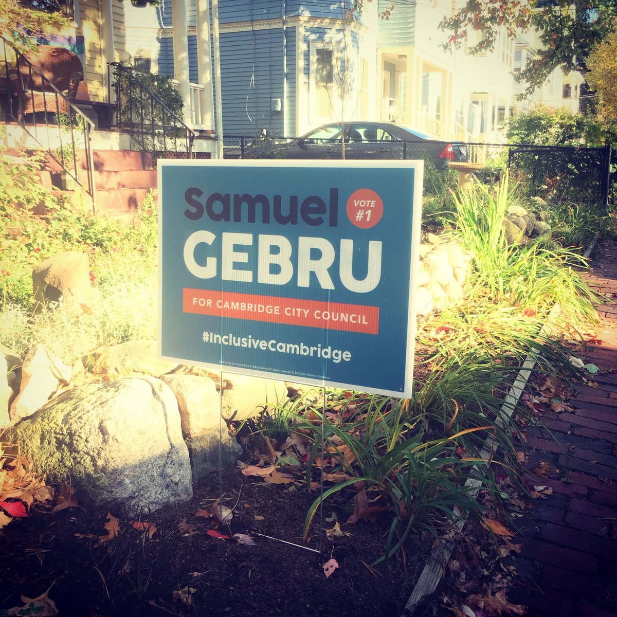 SMGebru's tweet photo. Thanks all who’ve invested in our #InclusiveCambridge campaign by volunteering, donating, displaying signs, etc. #CambMA #TeamGebru #mapoli https://t.co/asynqtp80T