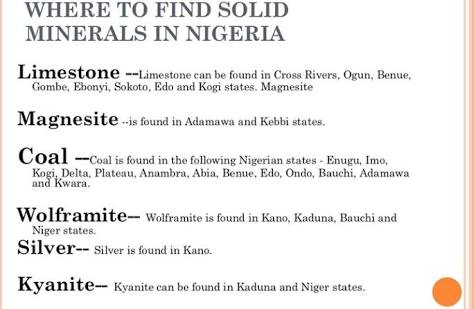 nigeriaeiti's tweet photo. #ExtractiveFacts: Solid Minerals in Nigeria. https://t.co/ZbHKZK4Iup