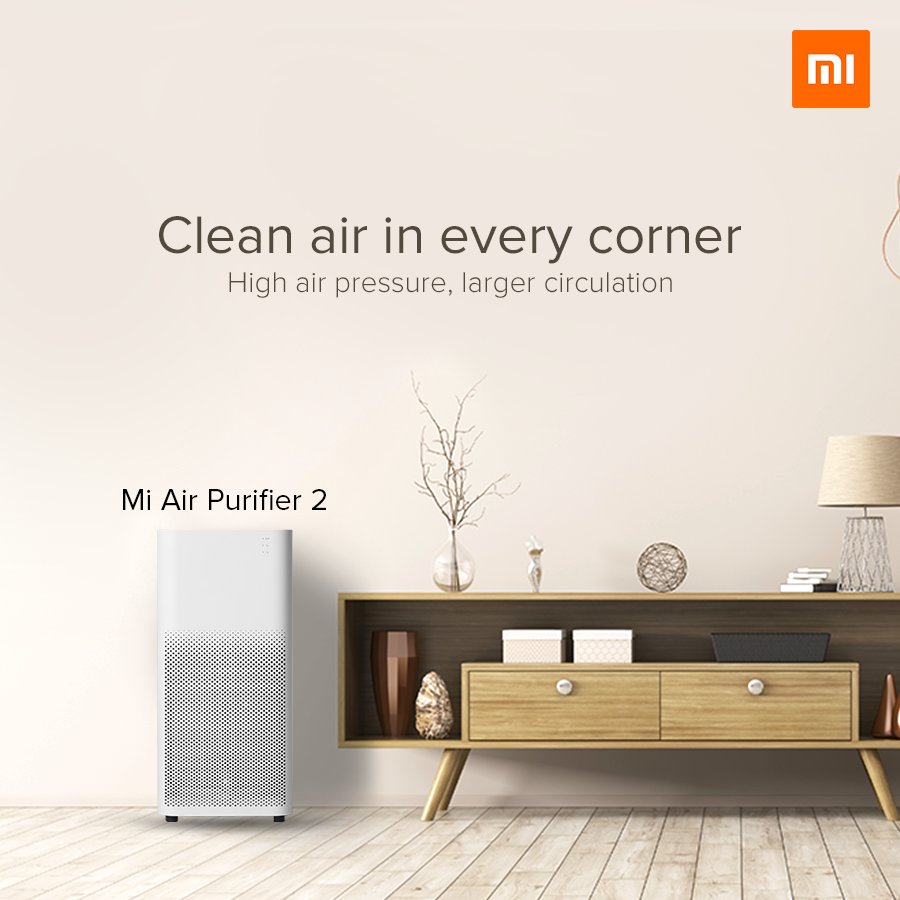 Mi Air Purifier 2 comes with a high 310m^3/h CADR &amp; takes just 10 minutes to circulate purified air in a 21m^2 room.
mi.com/in/air2/