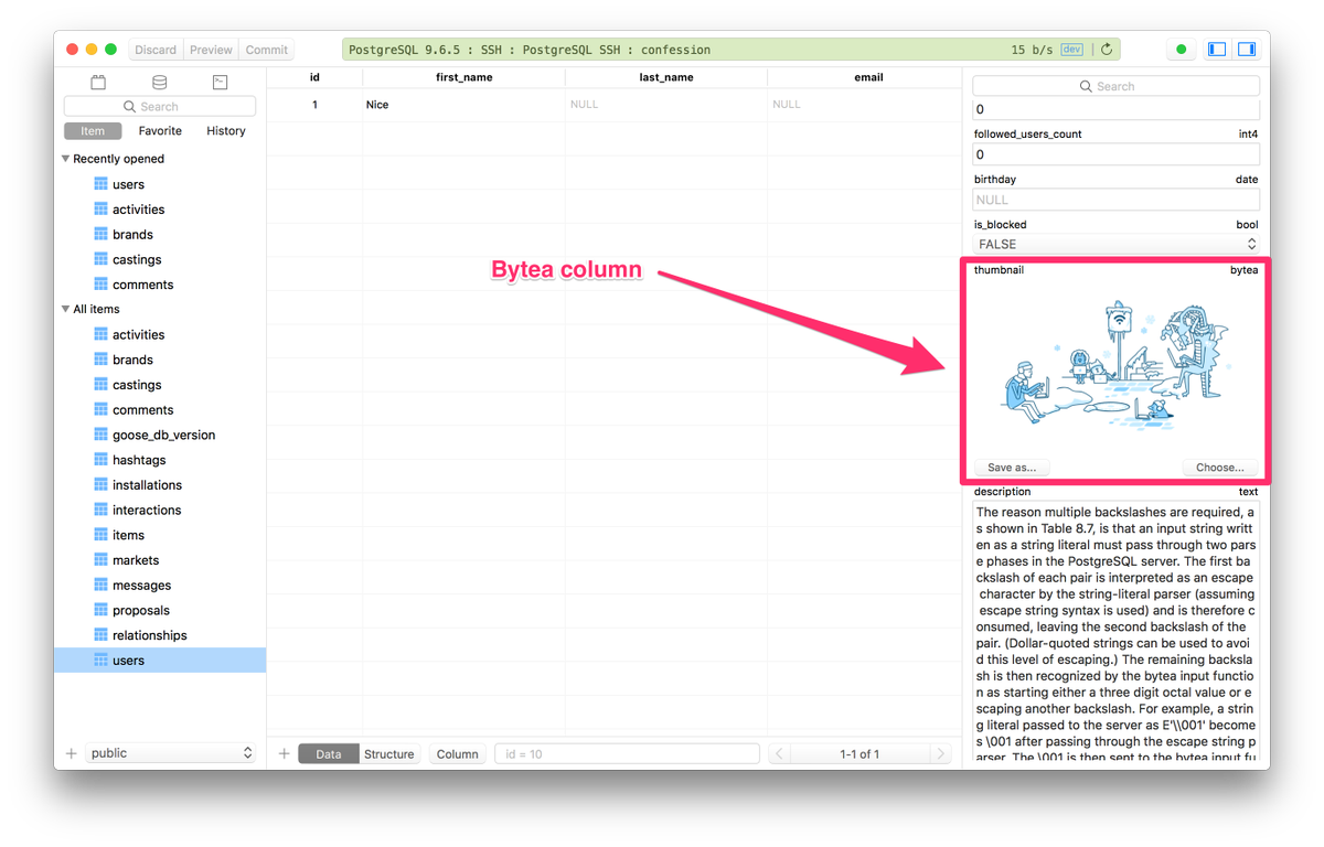 postgresql bytea to string