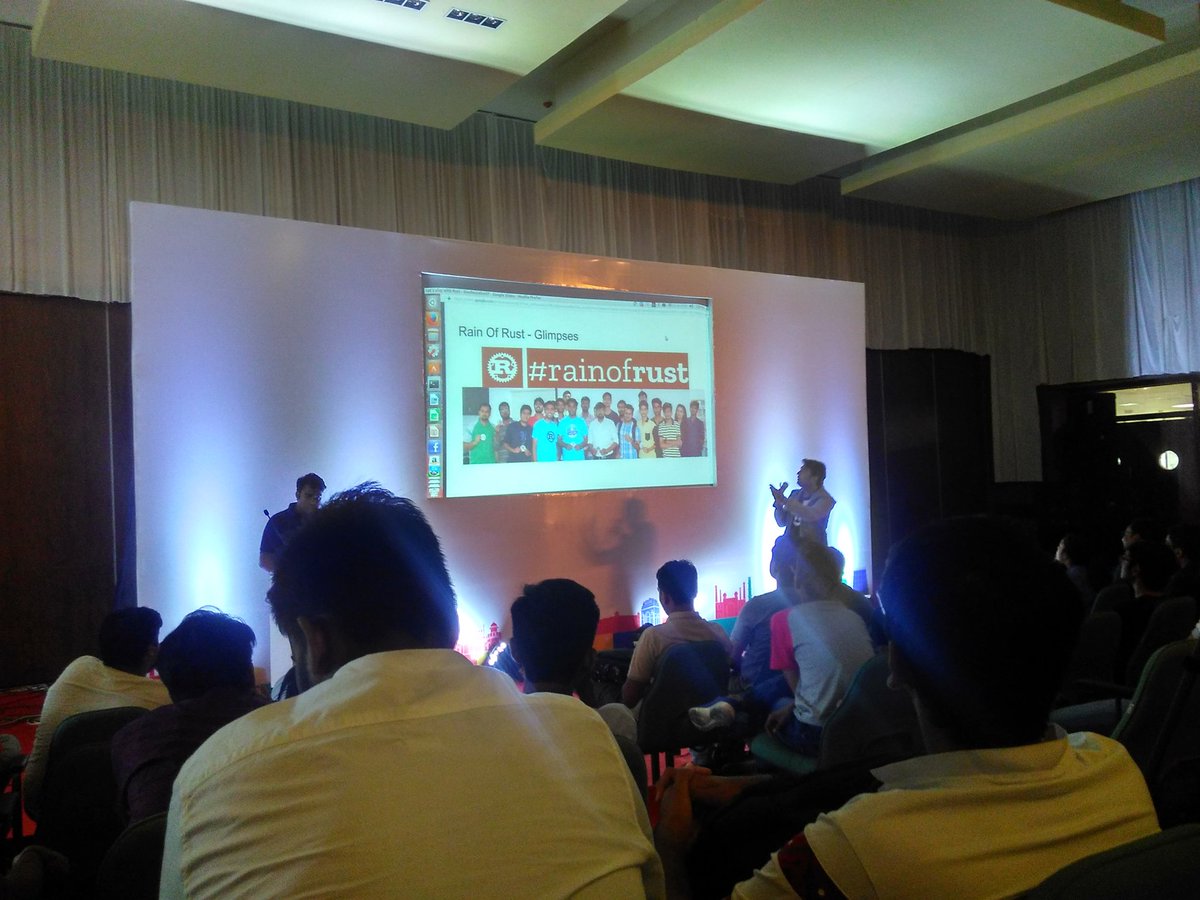 devangbhuva97's tweet photo. Let's Play with Rust @rowdymehul 
#rainofrust 
#DevFestAhm #DevFest17 #GDG
@GDGahmedabad https://t.co/4IZj8ytior