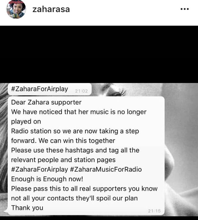 Oyama_Dyosiba's tweet photo. @UWFM88_106FM what this station is doing is illegal. We stand with sis @ZaharaSA @ZaharaArmy #PlayZaharaMusic cc. @tumisole @BantuHolomisa https://t.co/CWoJwA6KSb