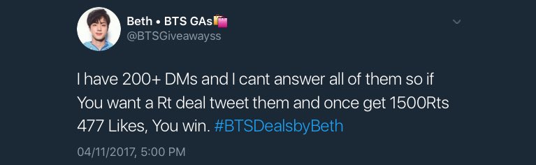 jweykey's tweet photo. help a broke army out 😩 (my first rt deal tho)
1.5K rts &amp; 477 likes; deadline: nov. 15
#BTSDealsByBeth https://t.co/dKOy1Q5tR9
