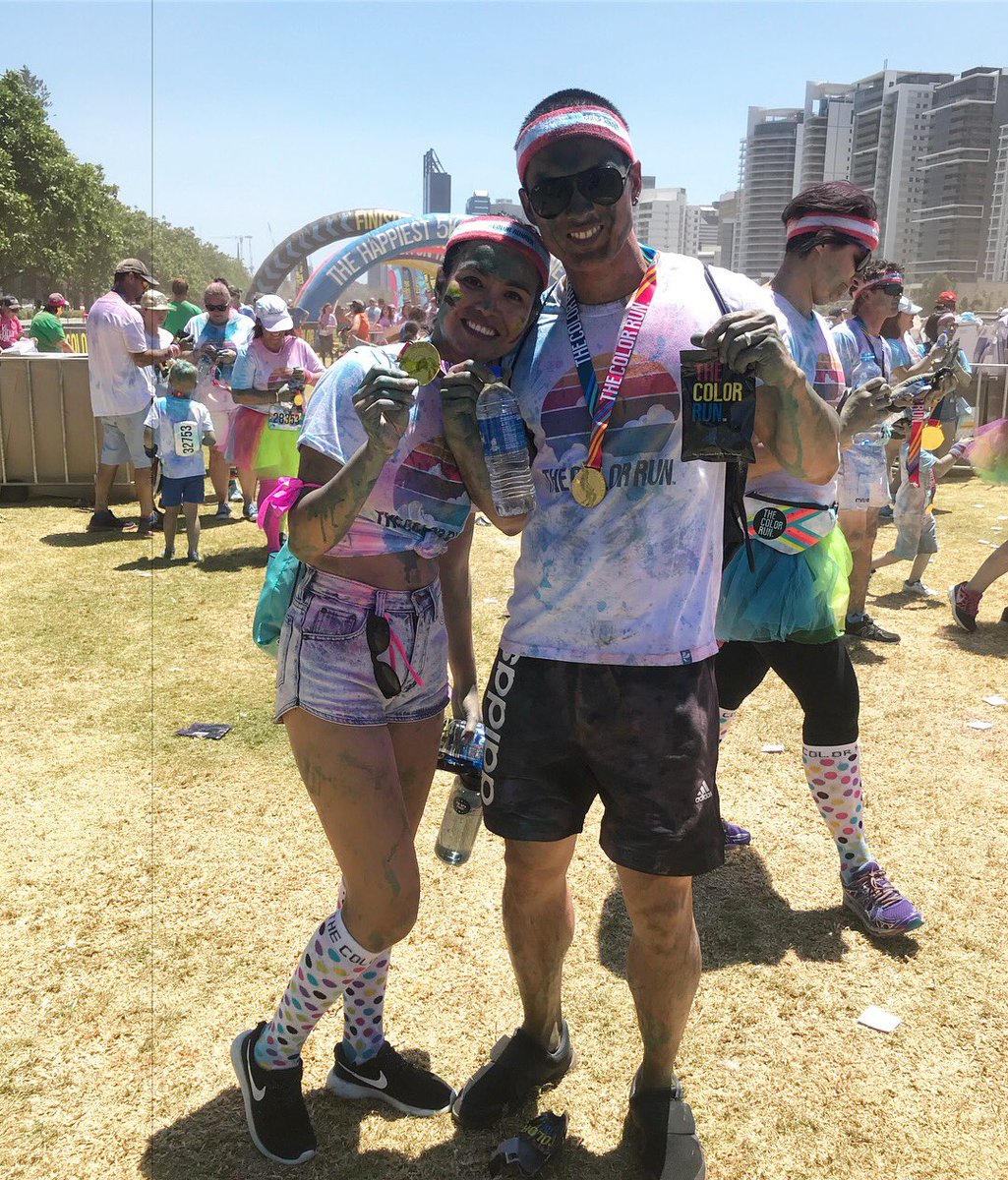 MissLogro's tweet photo. Finished the unicorn run with this one!🦄 
#thecolorrunaus #happiest5k #perth 🌈 https://t.co/41sj1hOmY6