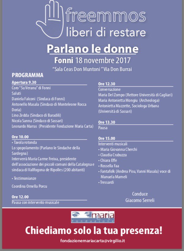 nardomarras's tweet photo. Le donne parlano dello spopolamento nei piccoli centri della Sardegna a Fonni il 18 Novembre #freemmos https://t.co/02DwG9qefu