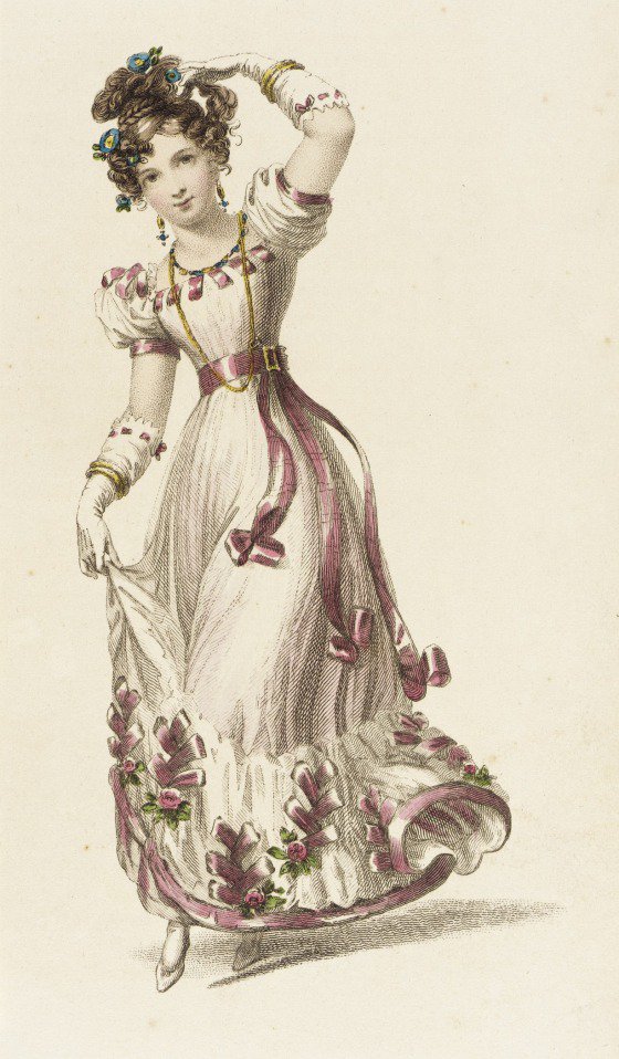 書肆ゲンシシャ 幻視者の集い V Twitter 19世紀のドレス イギリス の出版関係者ルドルフ アッカーマン 1764 14 が手がけた版画集より 彼は当時の芸術作品やファッションを版画で記録しました 華やかなドレスを身にまとった 女性たちを描いています 書肆