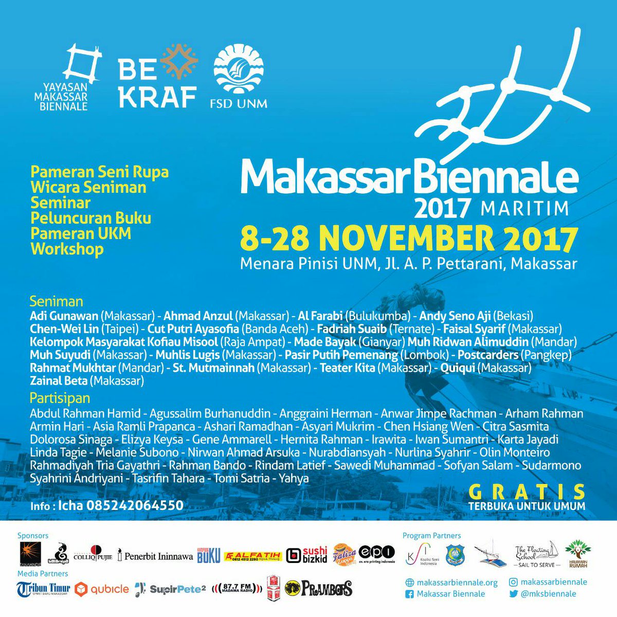 mksbiennale's tweet photo. Datang dan jadilah bagian dari Makassar Biennale 2017! #MakassarBiennale #MB2017 #Maritim https://t.co/mqJdZk2AX4