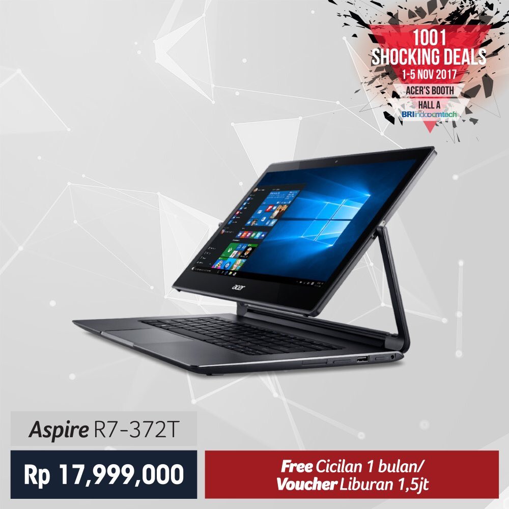 acerID's tweet photo. Kamu bisa dapatkan FREE cicilan sebulan atau FREE voucher liburan 1,5 jt setiap pembelian Aspire R7 di booth Acer! #Indocomtech2017 https://t.co/B5Yp2GQnuK