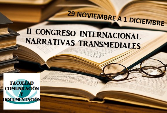 dge_fcd's tweet photo. II Congreso Internacional Narrativas Transmediales.
Del 29 Noviembre a 1 Diciembre.
Inscripción en https://t.co/UDiszWcLAw
@fcd_ugr @FranGomez_UGR @CanalUGR @bolanosdecano https://t.co/5Sv1m3y9vT