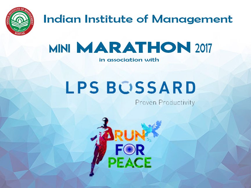 IIMR_Marathon's tweet photo. We thank our Title Sponsor LPS Bossard for supporting our Mini Marathon: Run for PEACE 
#PEACE #IIMRohtak #MiniMarathon2017 https://t.co/IK3Nlhv0a5