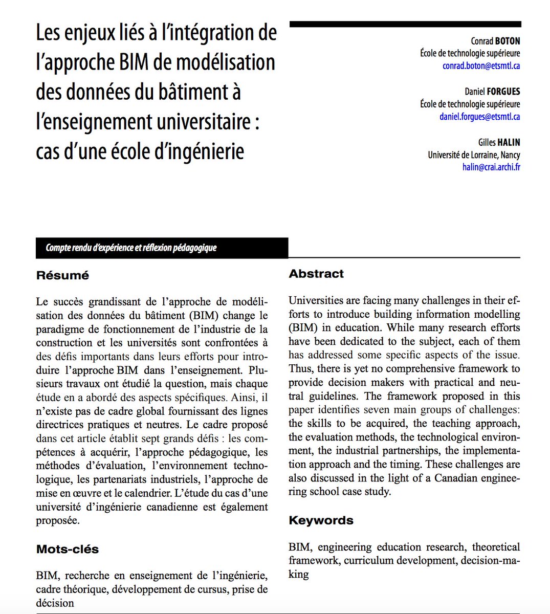 ritpu's tweet photo. Étude sur l'approche BIM de modélisation des données du bâtiment en enseignement universitaire https://t.co/7fnY6c9ysI #TICE #ingénierie https://t.co/eRx5L2po9q