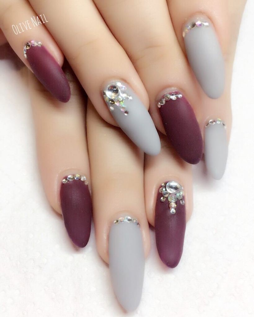 Olive Nail Olive Nail マットネイル 本日もありがとうございます 楽しかったです マット ネイル 秋 ワインレッド ボルドー グレー ジェルネイル ネイル ネイルサロン ネイルデザイン 千葉 新鎌ヶ谷 新船橋 船橋 鎌ヶ谷 馬込沢ネイル