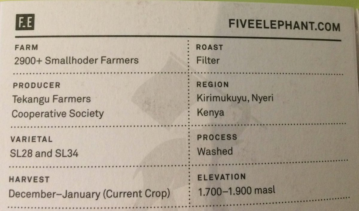 aalotia's tweet photo. @FiveElephant the Tekangu is tasting pretty special through an aero press even brewed with my limited skills. Thank you. https://t.co/3GWo62P60A