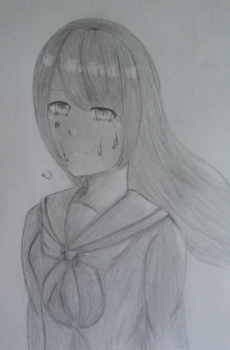 月桜しずく Twitterissa 泣いている女の子描いてみた イラスト お絵描き お絵描き好きさんと繋がりたい アナログ絵