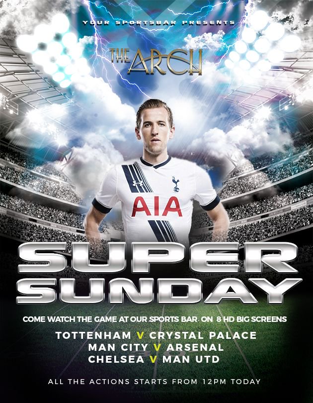 Today is the mother of all Super Sundays.
Come and enjoy all the games at The Arch