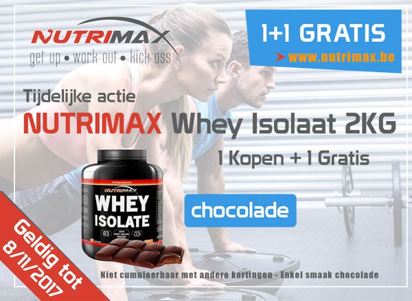 Tijdelijke actie : NUTRIMAX Whey Isolaat 2KG -- 1 Kopen + 1 Gratis
nutrimax.be/whey-isolate/