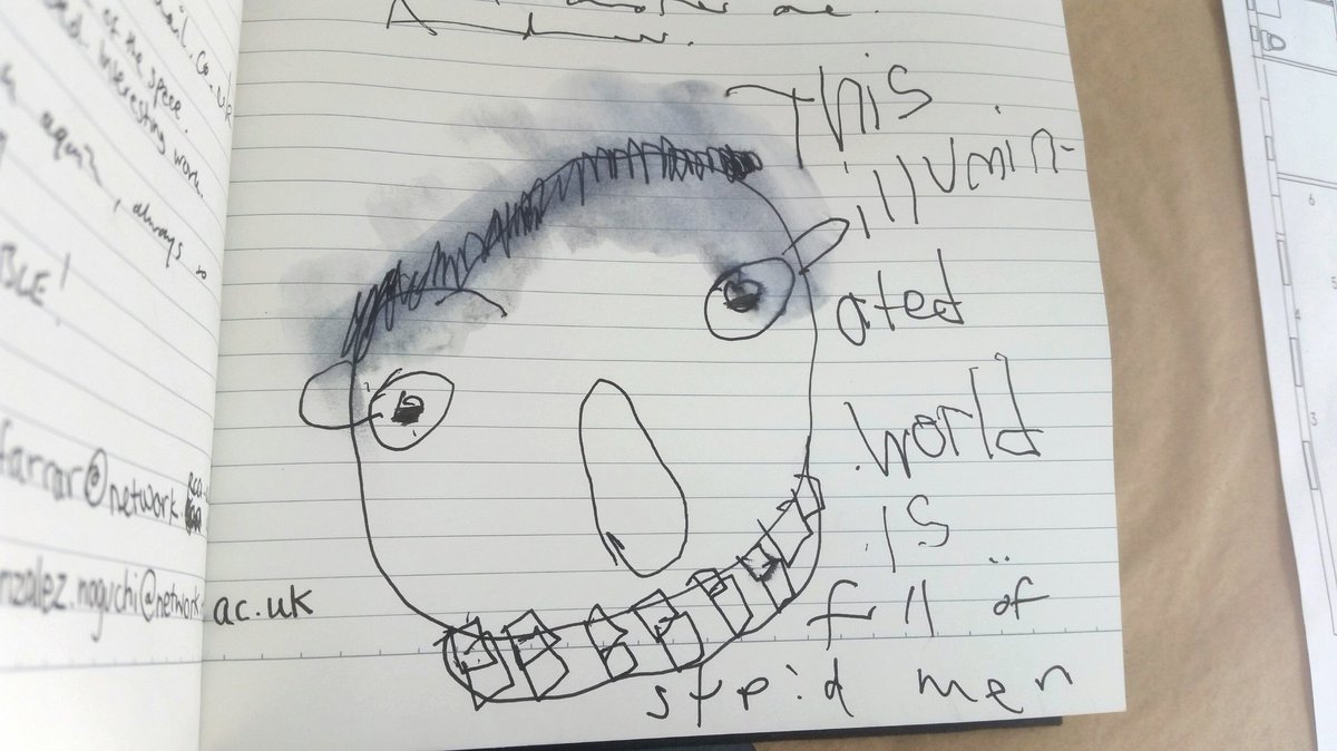 'This illuminated world is full of stupid men' Wise words from
Eden Kötting <a href="/CollateralDraw/">COLLATERAL DRAWING</a> <a href="/strangecargoart/">Strange Cargo</a>