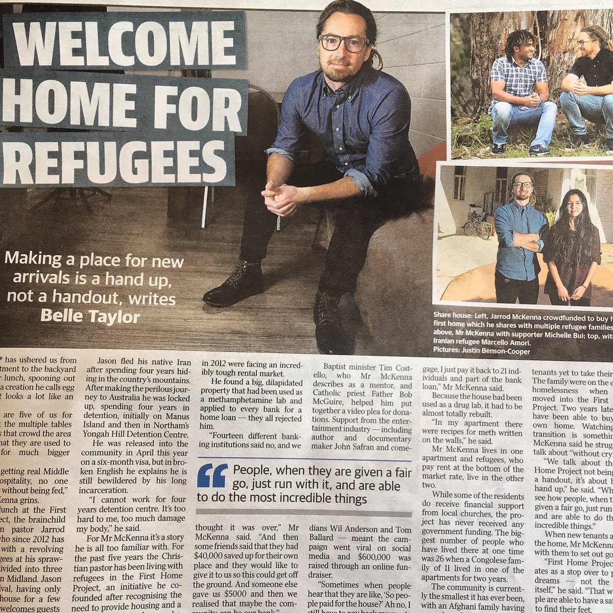 jarrodmckenna's tweet photo. For me, #LoveMakesAWay comes from living with incredible people at #FirstHomeProject featured in this article. #bringthemhere #Manus https://t.co/KcQbE3Xnqn
