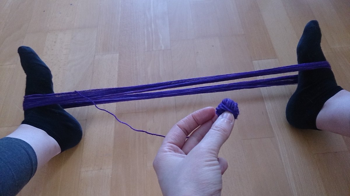 PurpleYarns's tweet photo. My swift is unavailable, so I'm using my feet. #needsmust #perfectlynormalbehaviour #surprisinglyeffective #perhapsnotsuitableforfullskeins https://t.co/2YWFLtMv2X