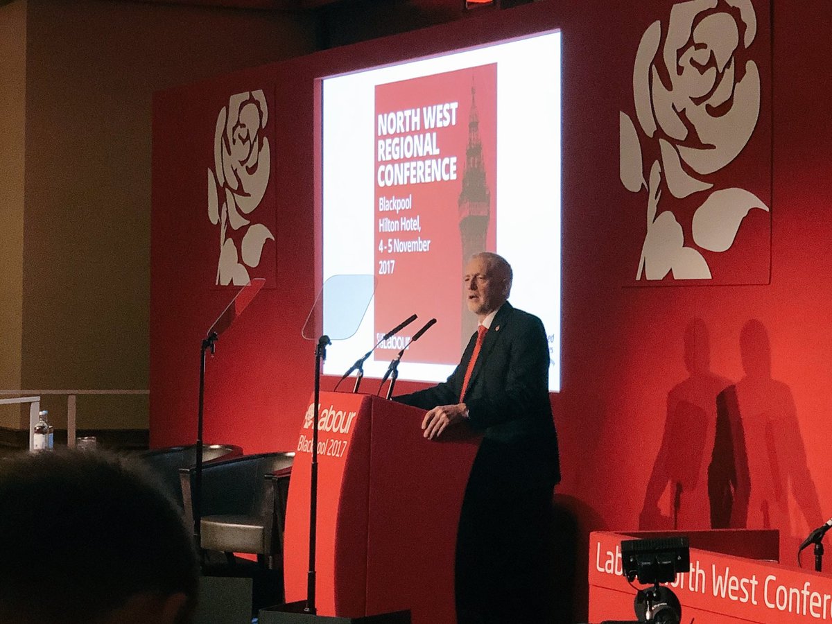 TrevorMacF's tweet photo. Conference hall enthralled by @jeremycorbyn and his vision for a fairer, more equal society. #NWLab17 #Labour https://t.co/SjY05bzvoE
