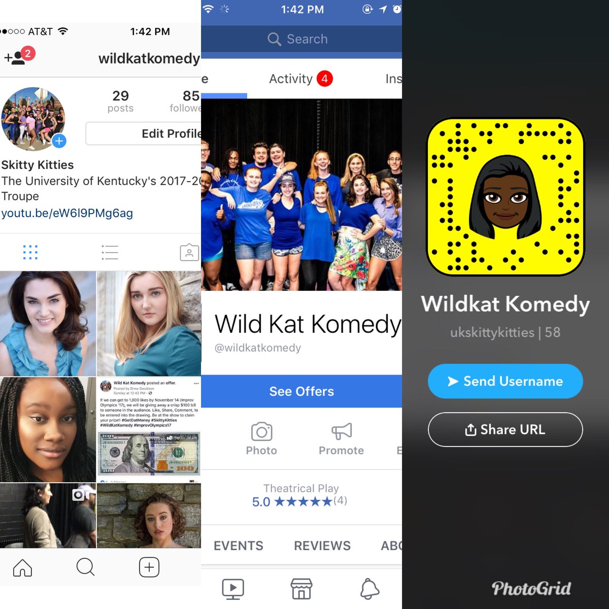 Hey guys! Please follow our other social media accounts, they are all <a href="/wildkatkomedy/">Skitty Kitties</a>