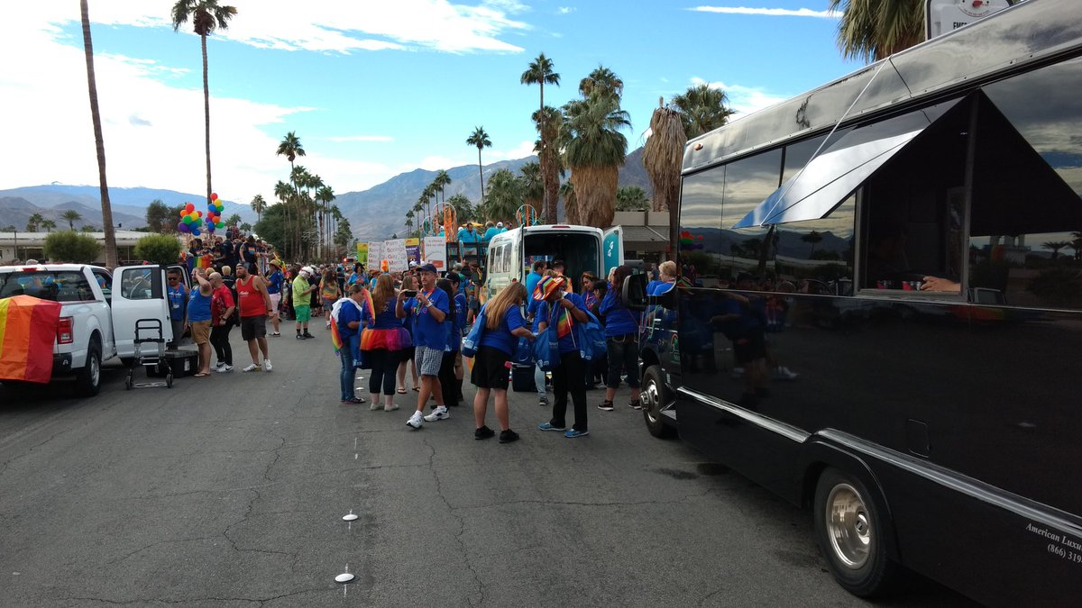 Ventuckyspaz's tweet photo. At the #PalmSpringsParade representing my company.
#GayPride #Pride
#PalmSprings https://t.co/rpOoNF4yVq