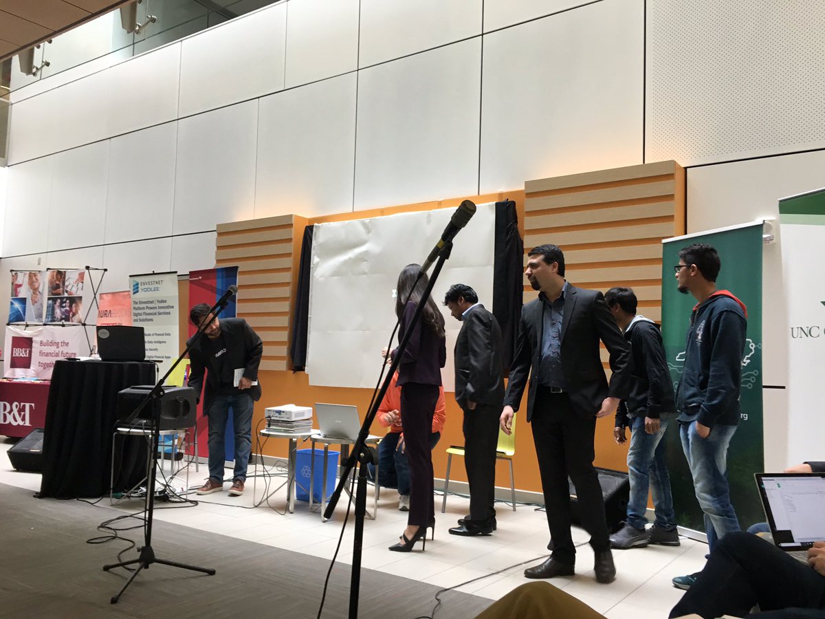 YIDeveloper's tweet photo. Excited to see all the projects created by the @unccharlotte #hackers @CarolinaFintech #CFHhackathon https://t.co/ocppLfxjbX