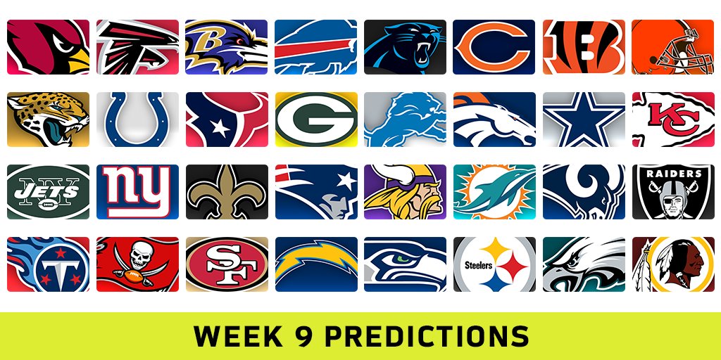 NFL's tweet photo. Rams 24, Giants 20
Eagles 27, Broncos 13 

FULL Week 9 Game Predictions: https://t.co/dXT88JPqFS (via @HarrisonNFL) https://t.co/aSDAwcYgbq